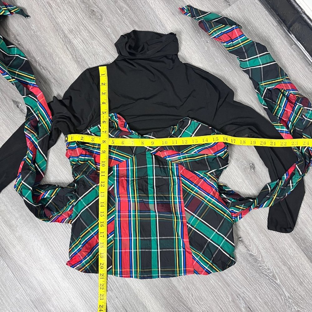 NWT New York & Company Green Red Plaid Bustier Blouse Size S - Picture 10 of 10